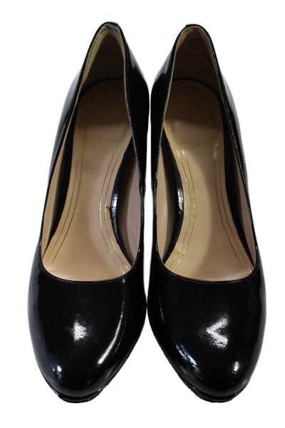 Cole Haan Womens Patent Leather Round Toe Slip On Heels Pumps Black Size 9B