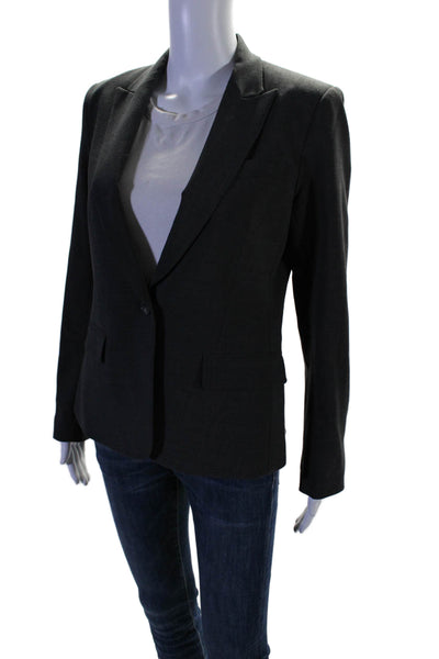 Theory Women's Collared Long Sleeves Lined One Button Blazer Gray Size 6