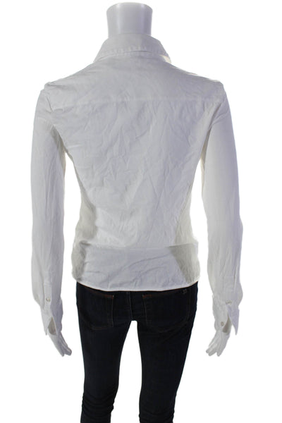 Theory Womens Collared Long Sleeve Button Up Blouse Top White Size P