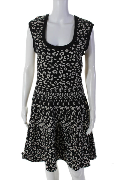 Rebecca Taylor Women's Scoop Neck Sleeveless Flare Spotted Dot Mini Dress Size L