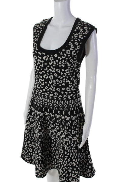 Rebecca Taylor Women's Scoop Neck Sleeveless Flare Spotted Dot Mini Dress Size L