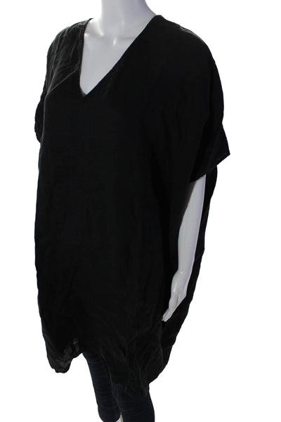 Standard James Perse Women's V-Neck Sleeveless Linen Tunic Blouse Black Size 2