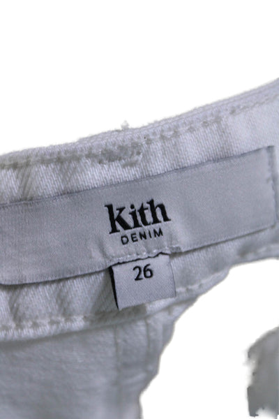 Kith Womens Button Up High Rise Slim Leg Jeans Off White Cotton Size 26