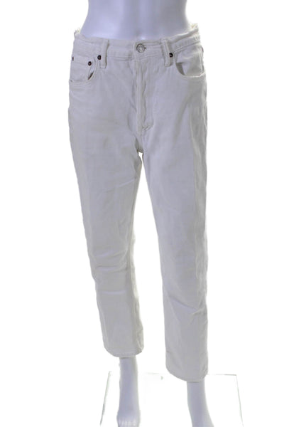 Agolde Womens Cotton Full Buttoned Straight Leg Casual Pants White Size EUR 28