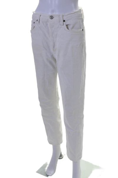 Agolde Womens Cotton Full Buttoned Straight Leg Casual Pants White Size EUR 28