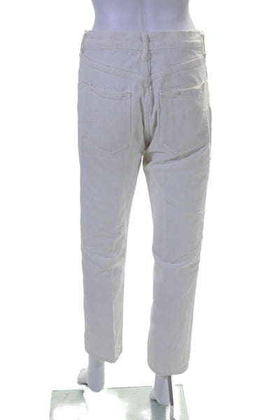 Agolde Womens Cotton Full Buttoned Straight Leg Casual Pants White Size EUR 28