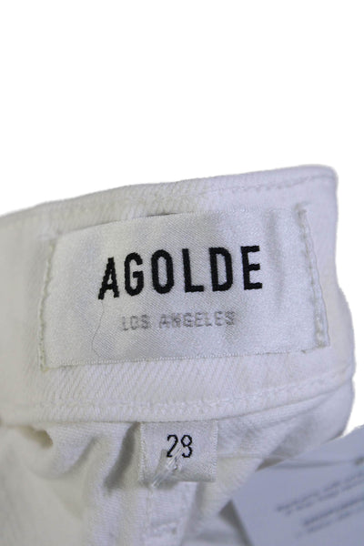 Agolde Womens Cotton Full Buttoned Straight Leg Casual Pants White Size EUR 28