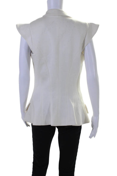 Yves Saint Laurent Womens Cotton Cap Sleeve Snap Buttoned Blazer White Size M