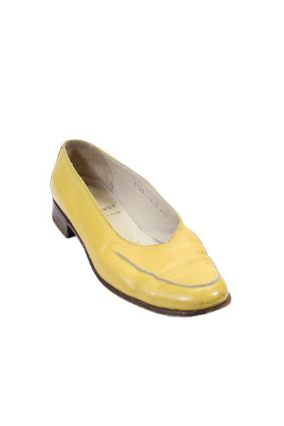 Gravati Womens Slip On Round Toe Loafers Yellow Leather Size 6