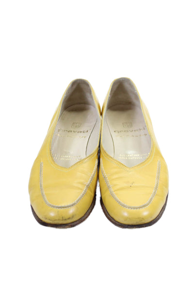 Gravati Womens Slip On Round Toe Loafers Yellow Leather Size 6