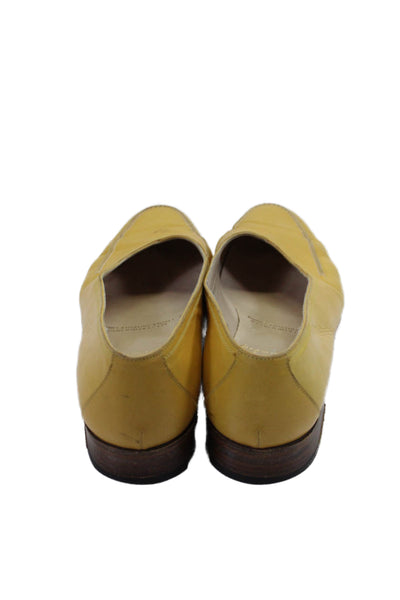 Gravati Womens Slip On Round Toe Loafers Yellow Leather Size 6