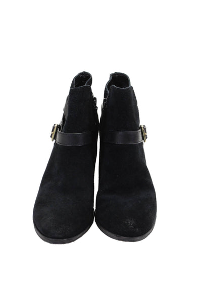 Cole Haan Womens Side Zip Block Heel Booties Black Suede Size 6.5B