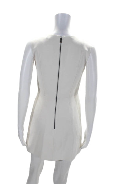 Alice + Olivia Womens Round Neck Darted Zip Sleeveless Sheath Dress White Size 2