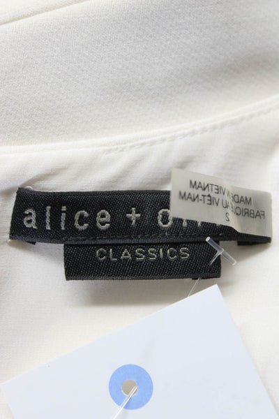 Alice + Olivia Womens Round Neck Darted Zip Sleeveless Sheath Dress White Size 2