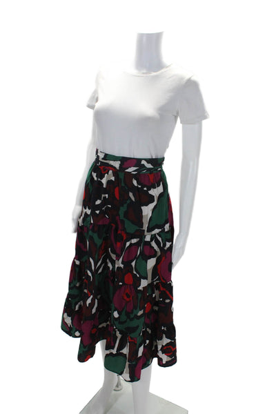 Ba&Sh Womens Abstract Print Ruched Side Zip Tiered A-Line Skirt Purple Size XS