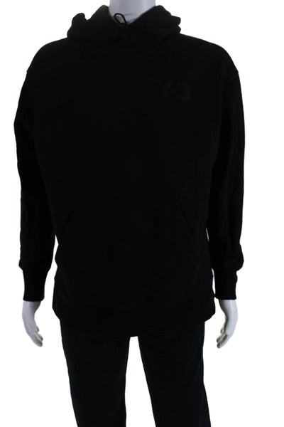 Y-3 Mens Cotton Drawstring Tied Long Sleeve Kangaroo Pocket Hoodie Black Size S