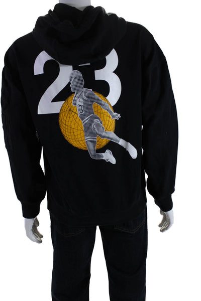 Air Jordan Mens Cotton Patchwork Drawstring Tied Pullover Hoodie Black Size S