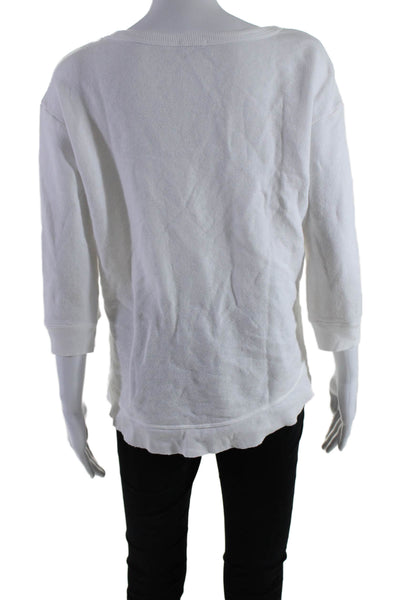 W by Wilt Womens White Crew Neck Long Sleeve Pullover Sweater Top Size S