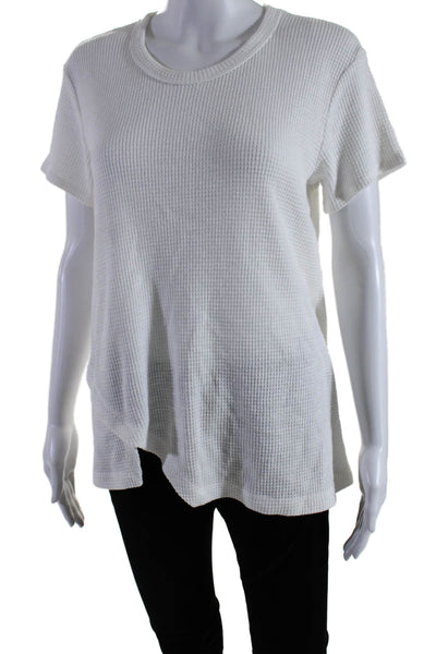 Wilt Womens White Waffle Knit Crew Neck Short Sleeve Tee Top Size M