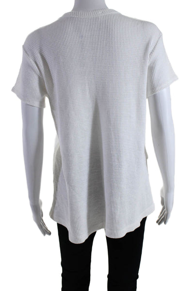 Wilt Womens White Waffle Knit Crew Neck Short Sleeve Tee Top Size M