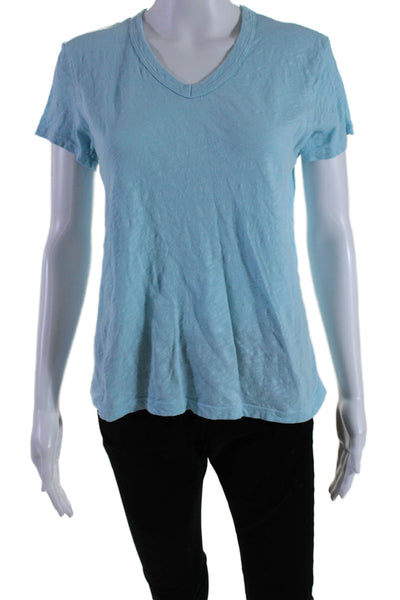 Wilt Womens Cotton Blue V-Neck Short Sleeve Tee Top Size S