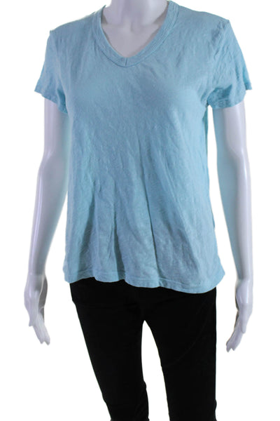 Wilt Womens Cotton Blue V-Neck Short Sleeve Tee Top Size S