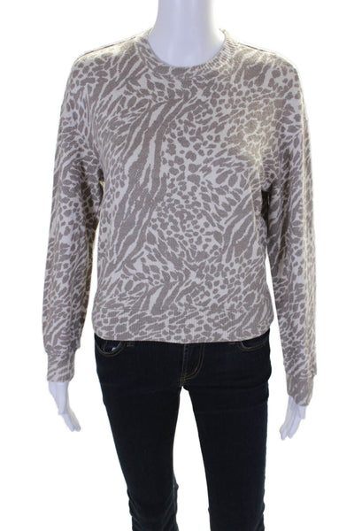 Rails Womens Brown Printed Crew Neck Long Sleeve Pullover Sweater Top Size XS