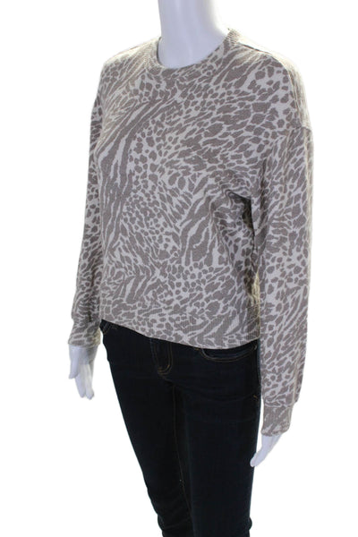 Rails Womens Brown Printed Crew Neck Long Sleeve Pullover Sweater Top Size XS