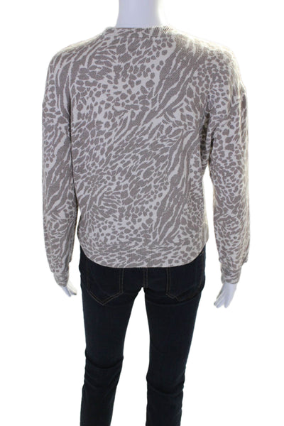 Rails Womens Brown Printed Crew Neck Long Sleeve Pullover Sweater Top Size XS