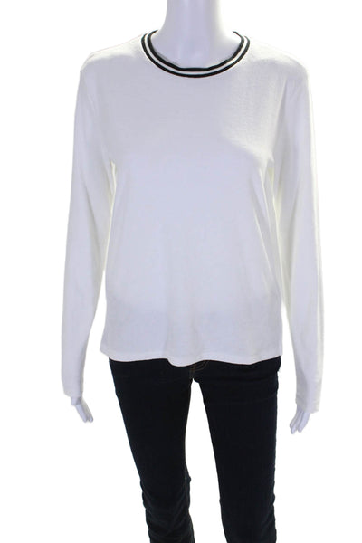 Goldie Womens White Crew Neck Long Sleeve Pullover Terry Sweatshirt Size XS