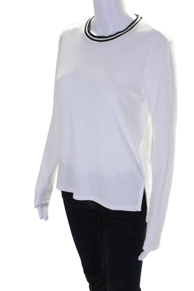 Goldie Womens White Crew Neck Long Sleeve Pullover Terry Sweatshirt Size XS