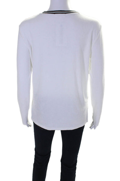 Goldie Womens White Crew Neck Long Sleeve Pullover Terry Sweatshirt Size XS