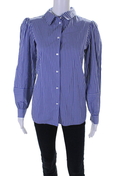 Tyler Boe Womens Cotton Long Sleeve Striped Button Down Shirt Blue Size S