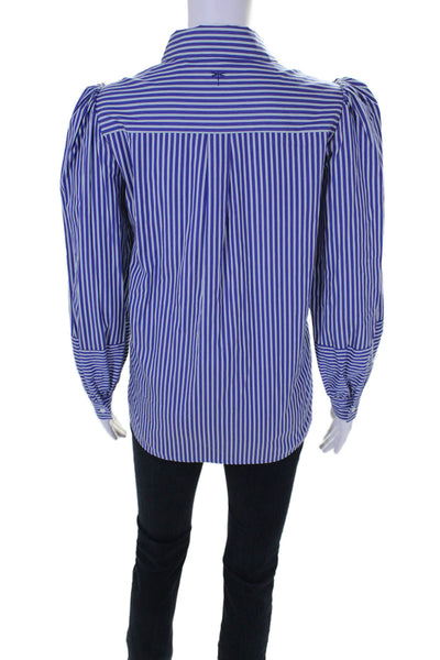 Tyler Boe Womens Cotton Long Sleeve Striped Button Down Shirt Blue Size S