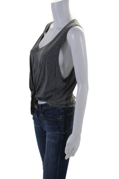 Lululemon Womens V Neck Tie Front Boxy Tank Top Gray Size 8