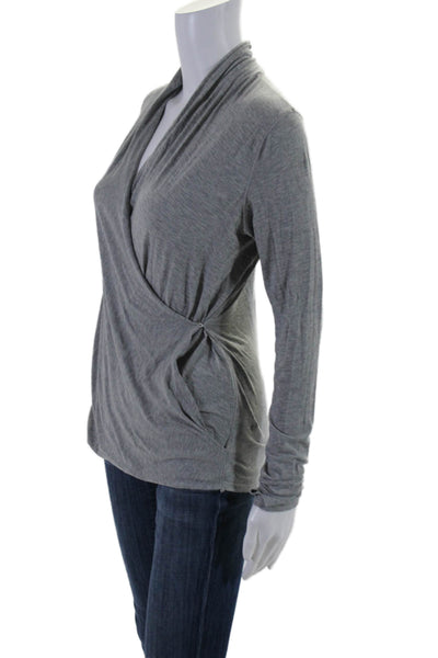 Lululemon Womens Long Sleeve V Neck Lightweight Wrap Shirt Gray Size 4