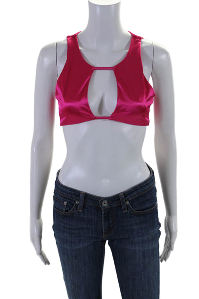 Lovers + Friends Womens Tie Back Cut Out Keyhole Crop Top Pink Size Small