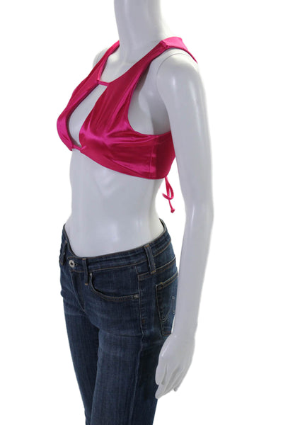 Lovers + Friends Womens Tie Back Cut Out Keyhole Crop Top Pink Size Small