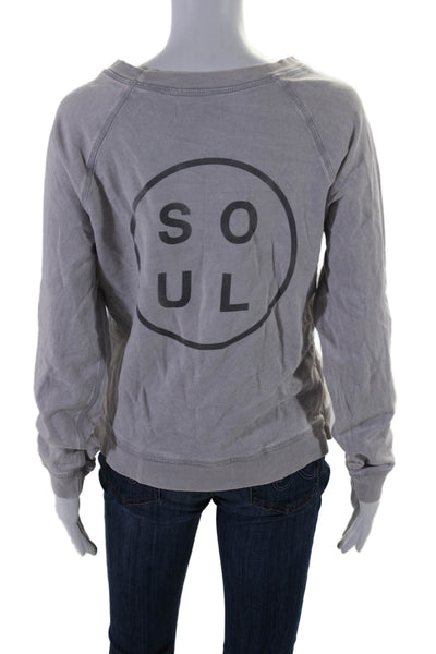 Soul Cycle Womens Scoop Neck Zip Trim Logo Sweatshirt Gray Cotton Size Medium