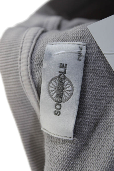 Soul Cycle Womens Scoop Neck Zip Trim Logo Sweatshirt Gray Cotton Size Medium