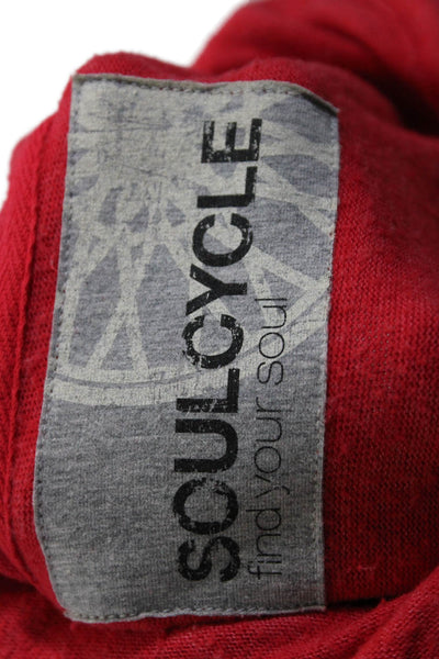 Soul Cycle Womens Half Zip Striped Drawstring Hoodie Sweater Red Navy Size Small