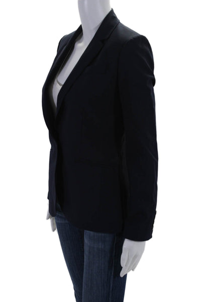 J Crew Womens Single Button Notched Lapel Blazer Jacket Navy Wool Size 4