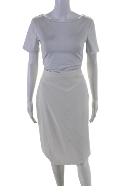 BCBGMAXAZRIA Womens Back Zip Knee Length Pencil Skirt White Size Small