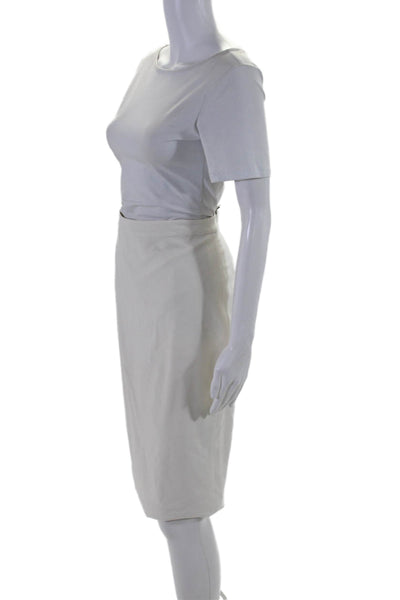 BCBGMAXAZRIA Womens Back Zip Knee Length Pencil Skirt White Size Small