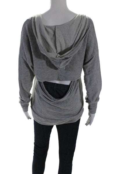 Michael Lauren Women's Hood Long Sleeves Pullover Sweatshirt Gray Size XS