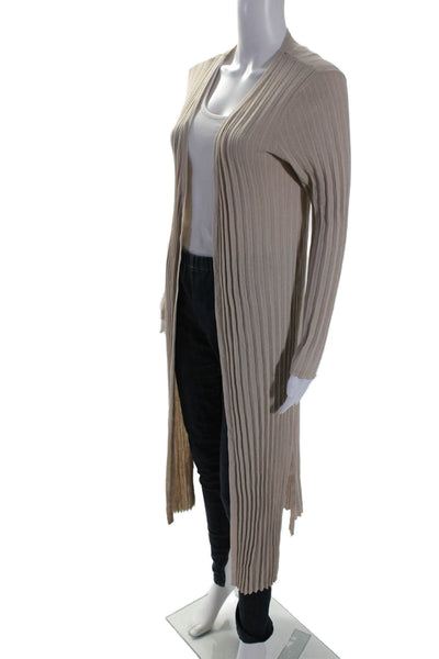 Love Token Women's Round Neck Long Sleeves Open Front Cardigan Beige Size XS