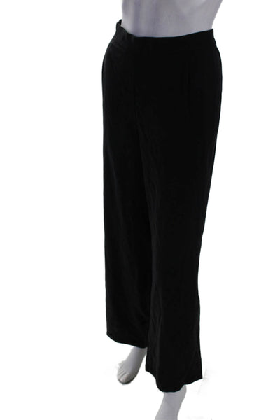 Eileen Fisher Womens Elastic Waist Pleated Front Straight Leg Pants Black Size M