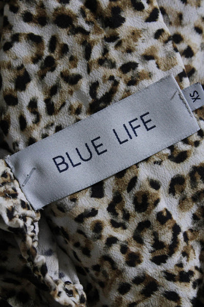 Blue Life Women's Cinch Waist Straight Leg Pockets Jumpsuit Animal Print Size XS