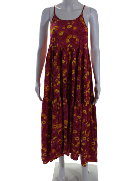 XIX Palms Women's V-Neck Spaghetti Straps Tiered Maxi Dress Floral Size XS