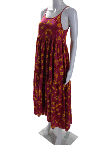 XIX Palms Women's V-Neck Spaghetti Straps Tiered Maxi Dress Floral Size XS